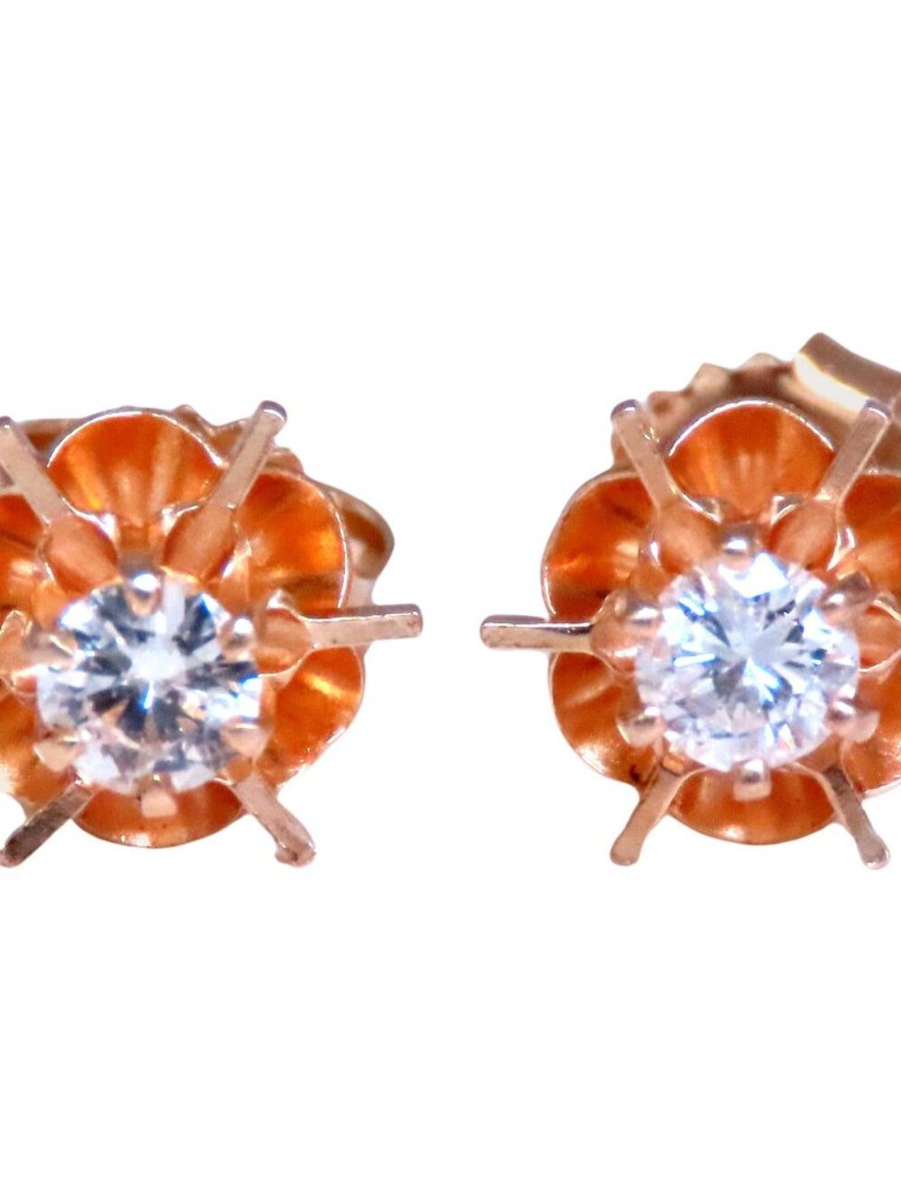 .48ct Natural Round Diamond Vintage Tulip Studs 14kt 12485*